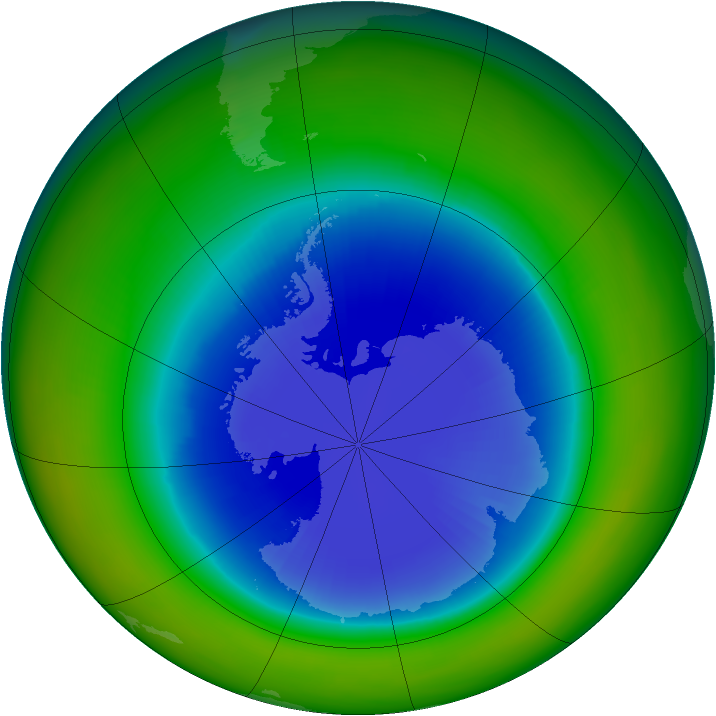 Antarctic ozone map for September 1987